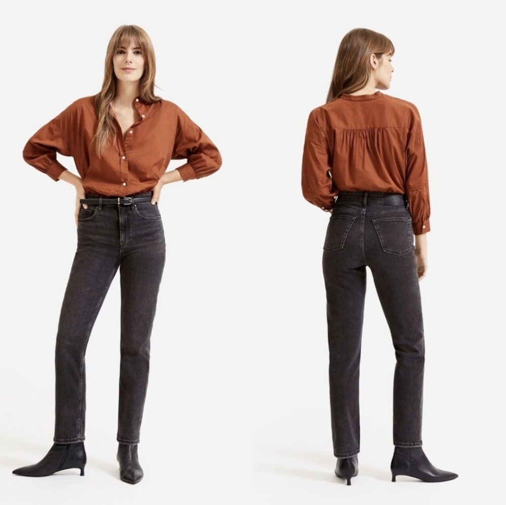 Everlane Black High Rise Straight Leg Jeans